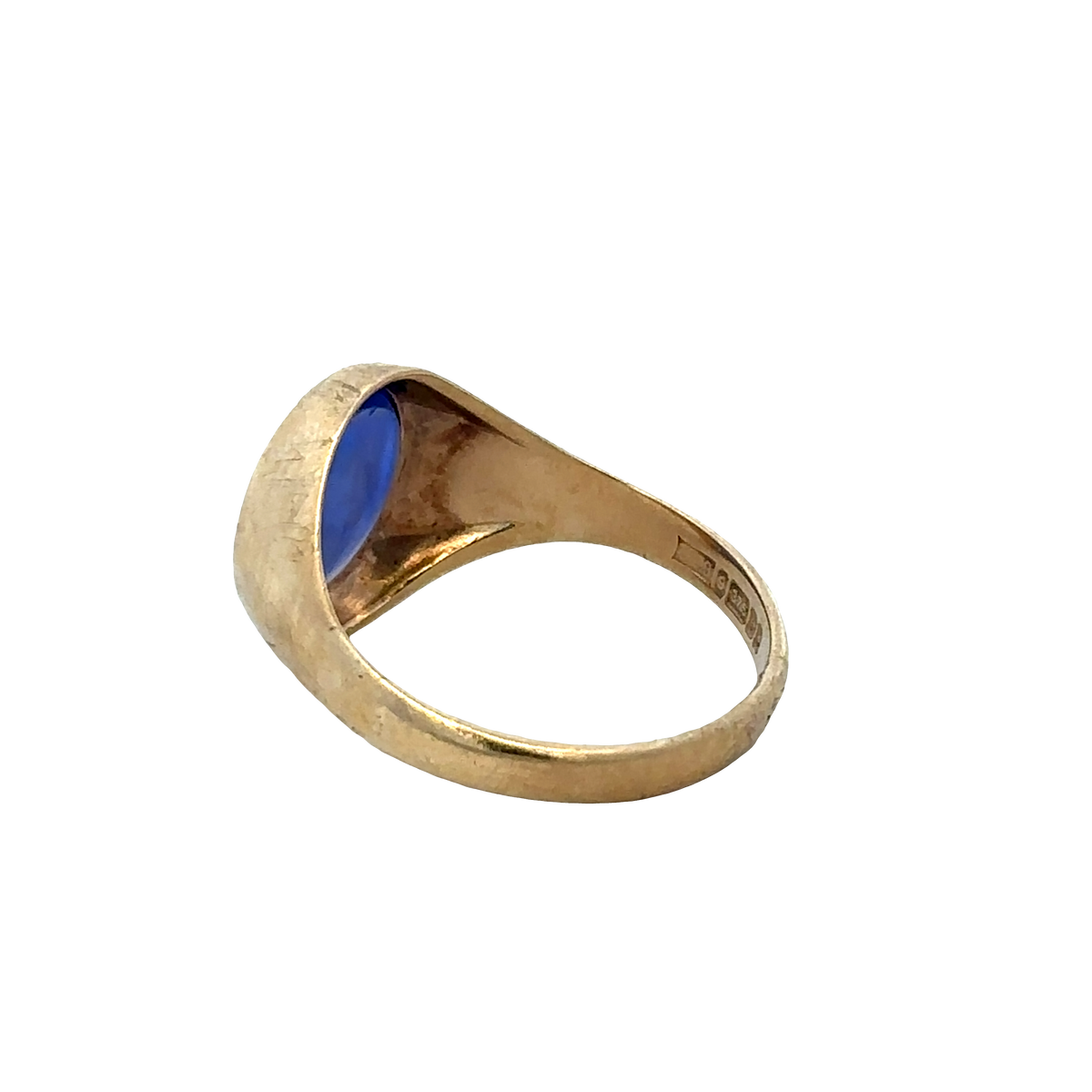9ct yellow gold signet ring in size X1/2 featuring a smooth polished surface, crafted by Reeves and Sons.