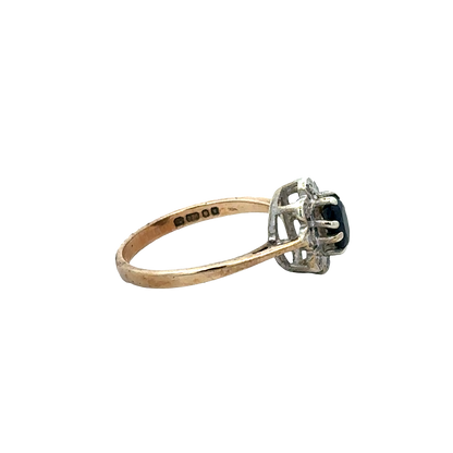 9ct yellow gold sapphire and diamond ring size N (sh27689b)