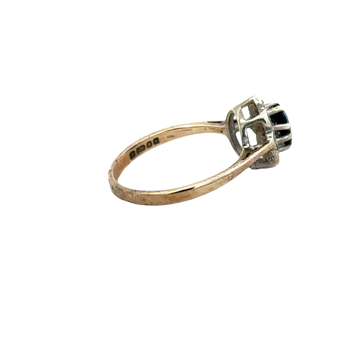 9ct yellow gold sapphire and diamond ring size N (sh27689b)