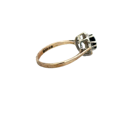 9ct yellow gold sapphire and diamond ring size N (sh27689b)