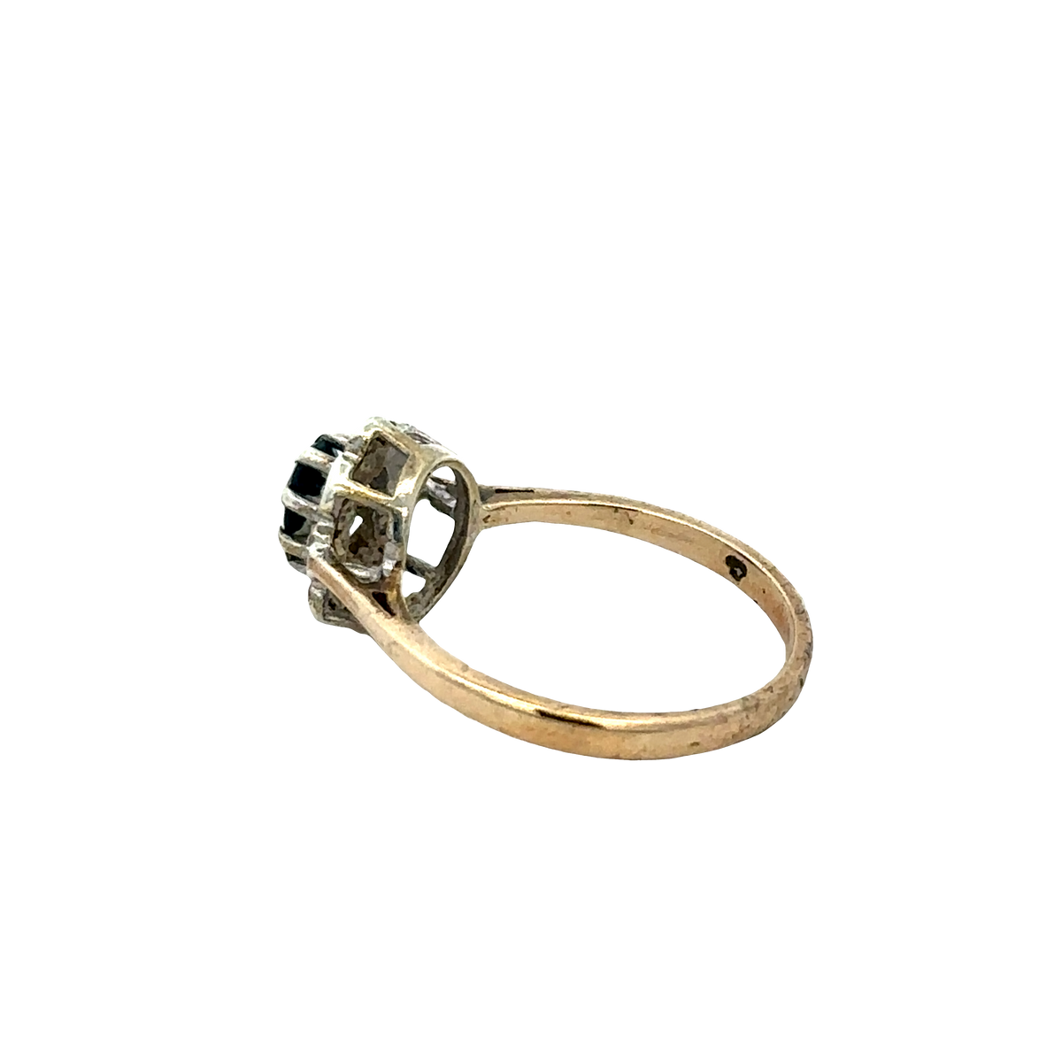 9ct yellow gold sapphire and diamond ring size N (sh27689b)