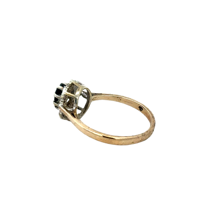 9ct yellow gold sapphire and diamond ring size N (sh27689b)