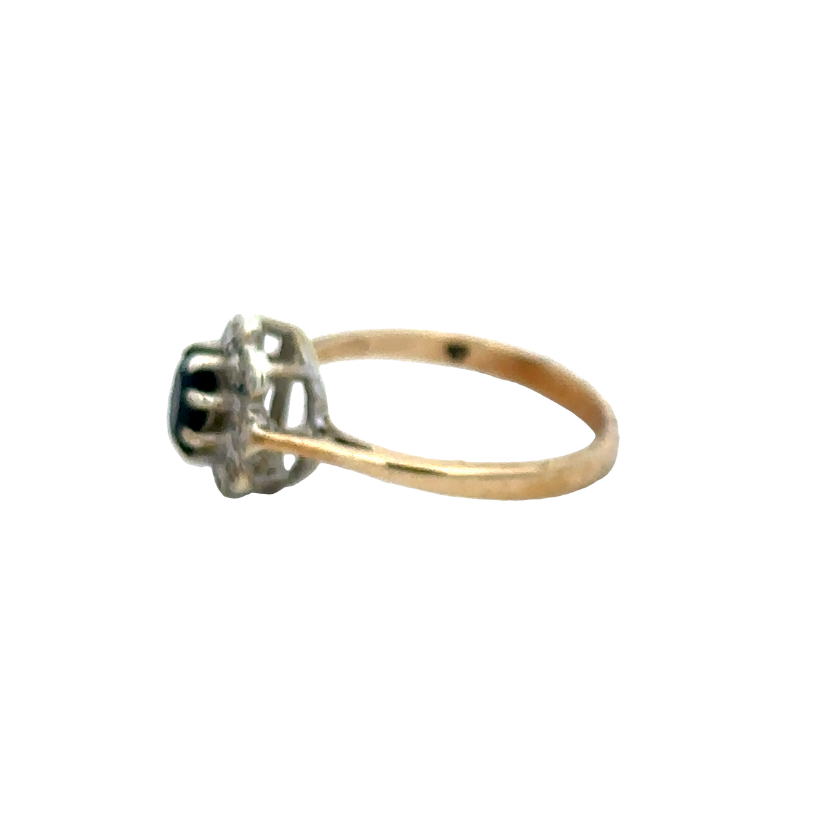 9ct yellow gold sapphire and diamond ring size N (sh27689b)
