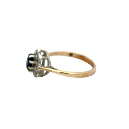 9ct yellow gold sapphire and diamond ring size N (sh27689b)