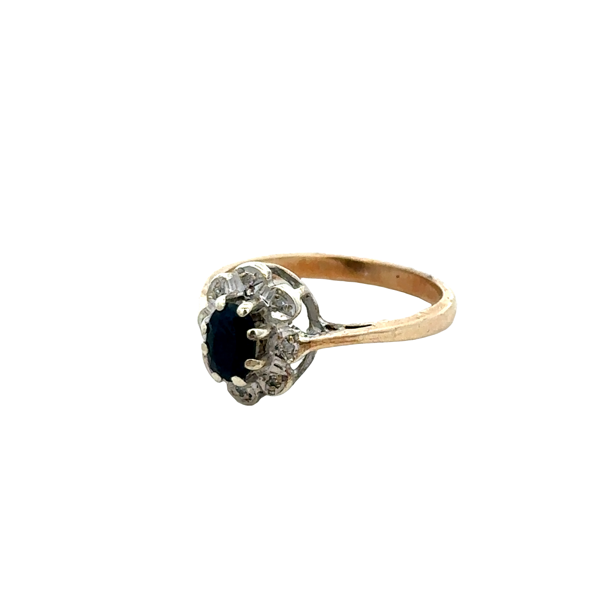 9ct yellow gold sapphire and diamond ring size N (sh27689b)