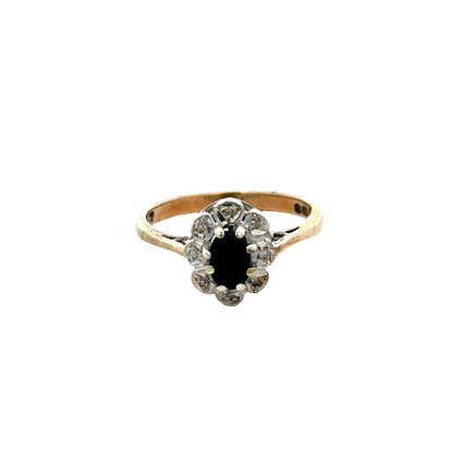 9ct yellow gold sapphire and diamond ring size N (sh27689b)