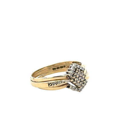 9ct yellow gold diamond ring x3 size V (sh25672l)