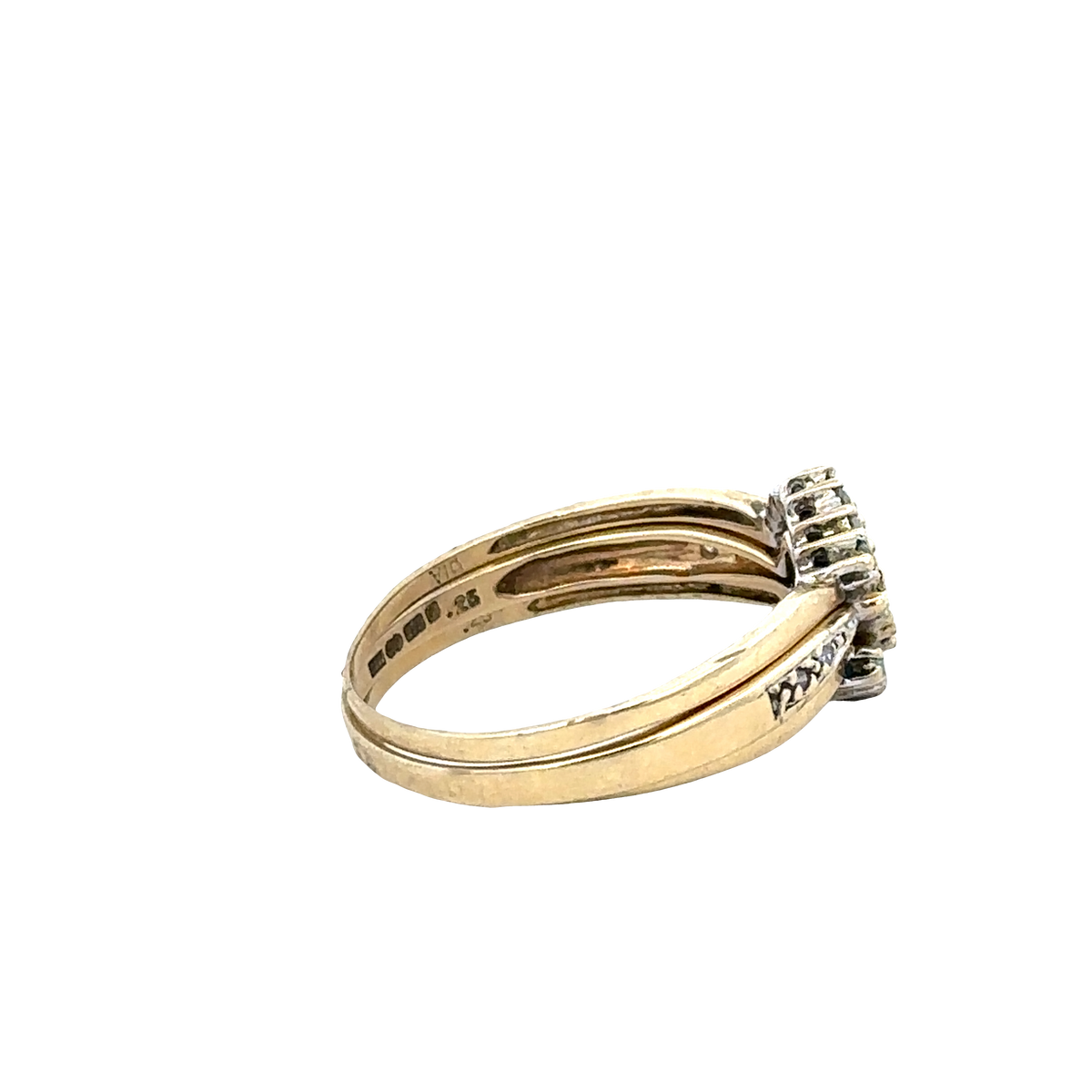 9ct yellow gold diamond ring x3 size V (sh25672l)