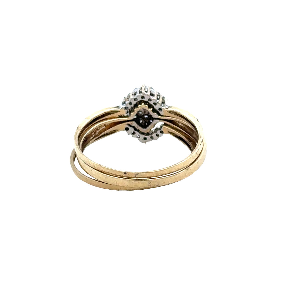 9ct yellow gold diamond ring x3 size V (sh25672l)