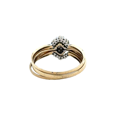 9ct yellow gold diamond ring x3 size V (sh25672l)