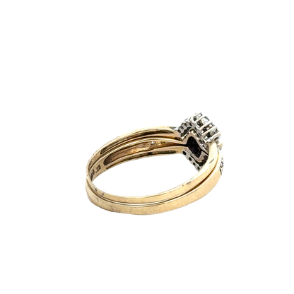 9ct yellow gold diamond ring x3 size V (sh25672l)