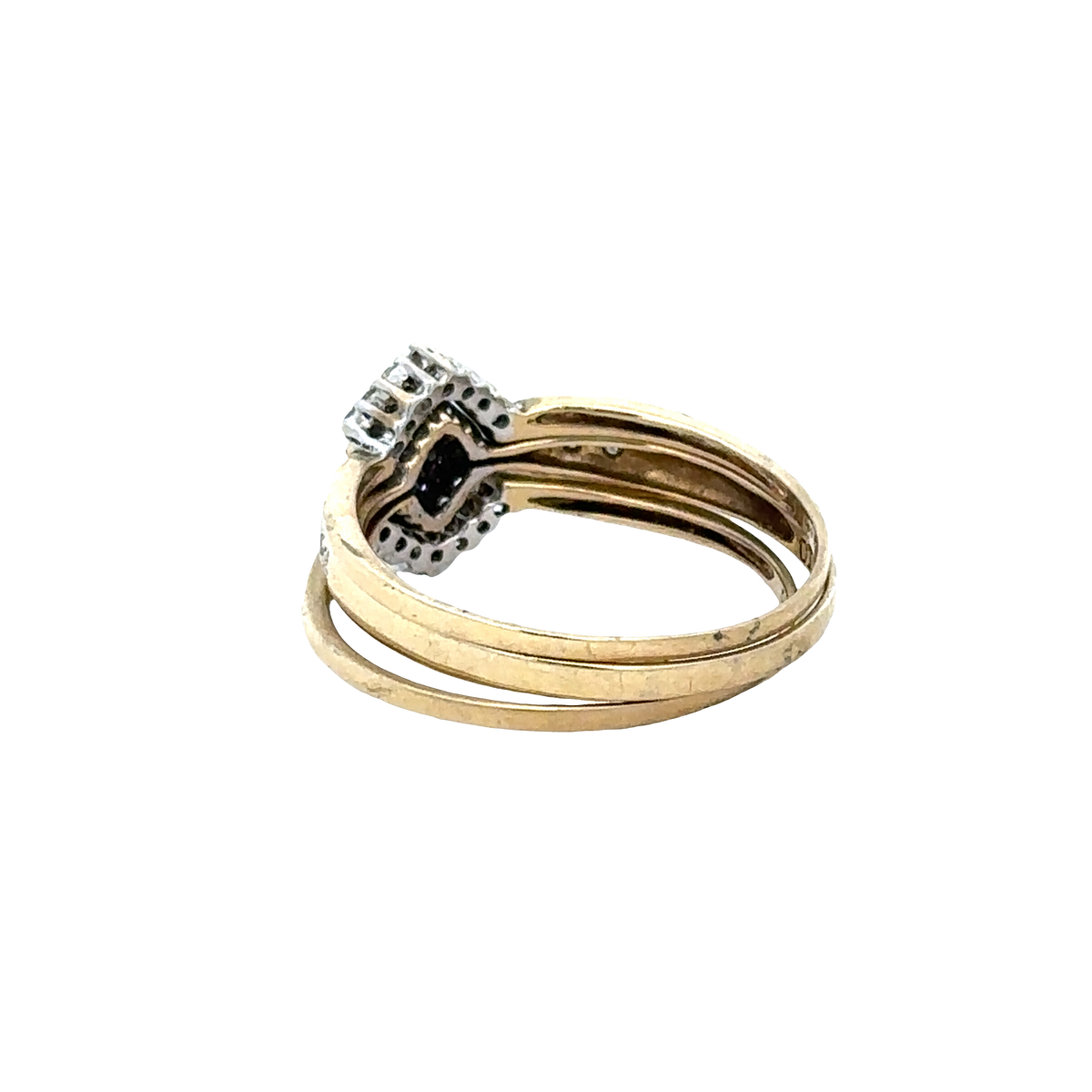 9ct yellow gold diamond ring x3 size V (sh25672l)