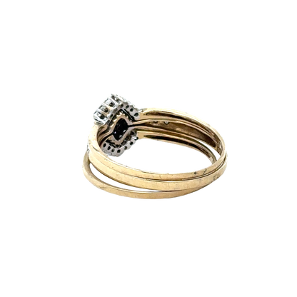 9ct yellow gold diamond ring x3 size V (sh25672l)