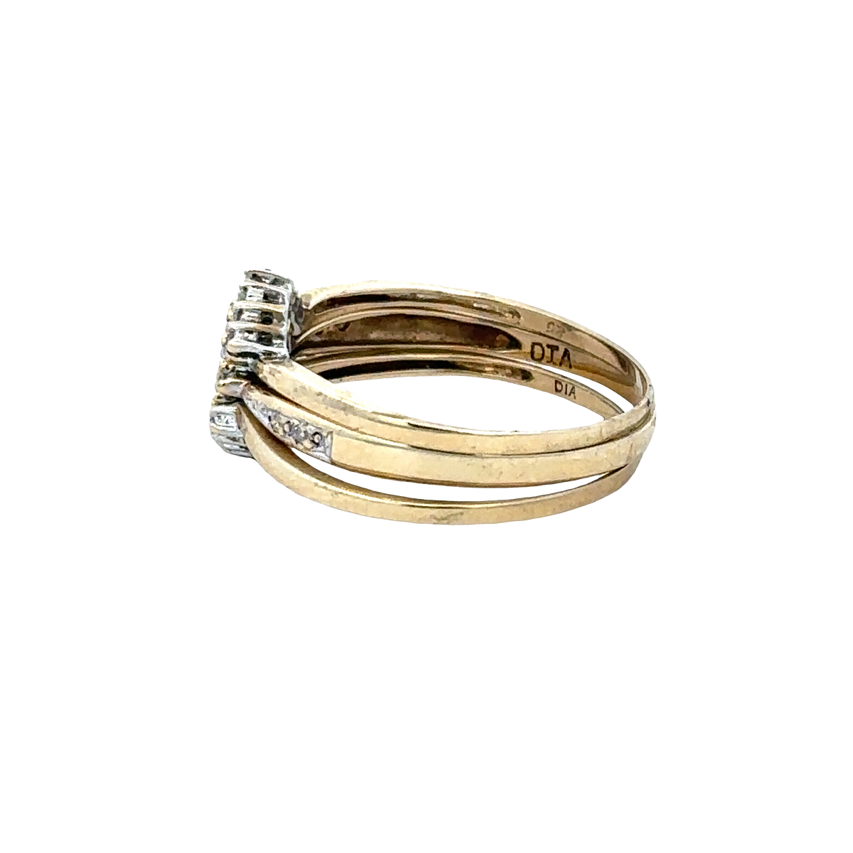 9ct yellow gold diamond ring x3 size V (sh25672l)
