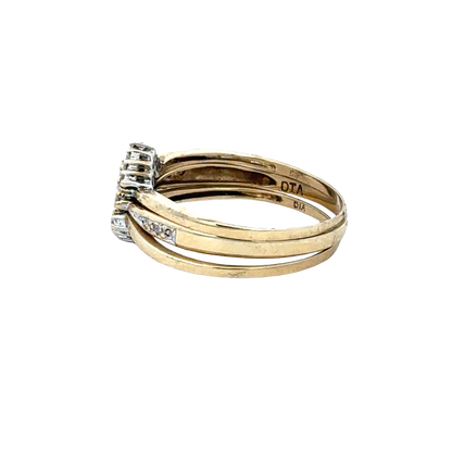 9ct yellow gold diamond ring x3 size V (sh25672l)