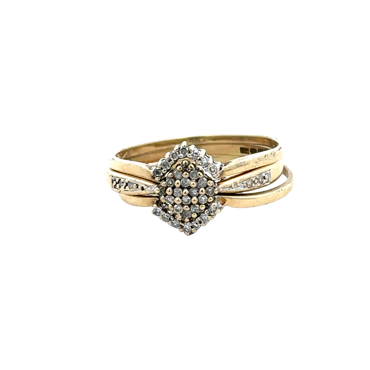 9ct yellow gold diamond ring x3 size V (sh25672l)