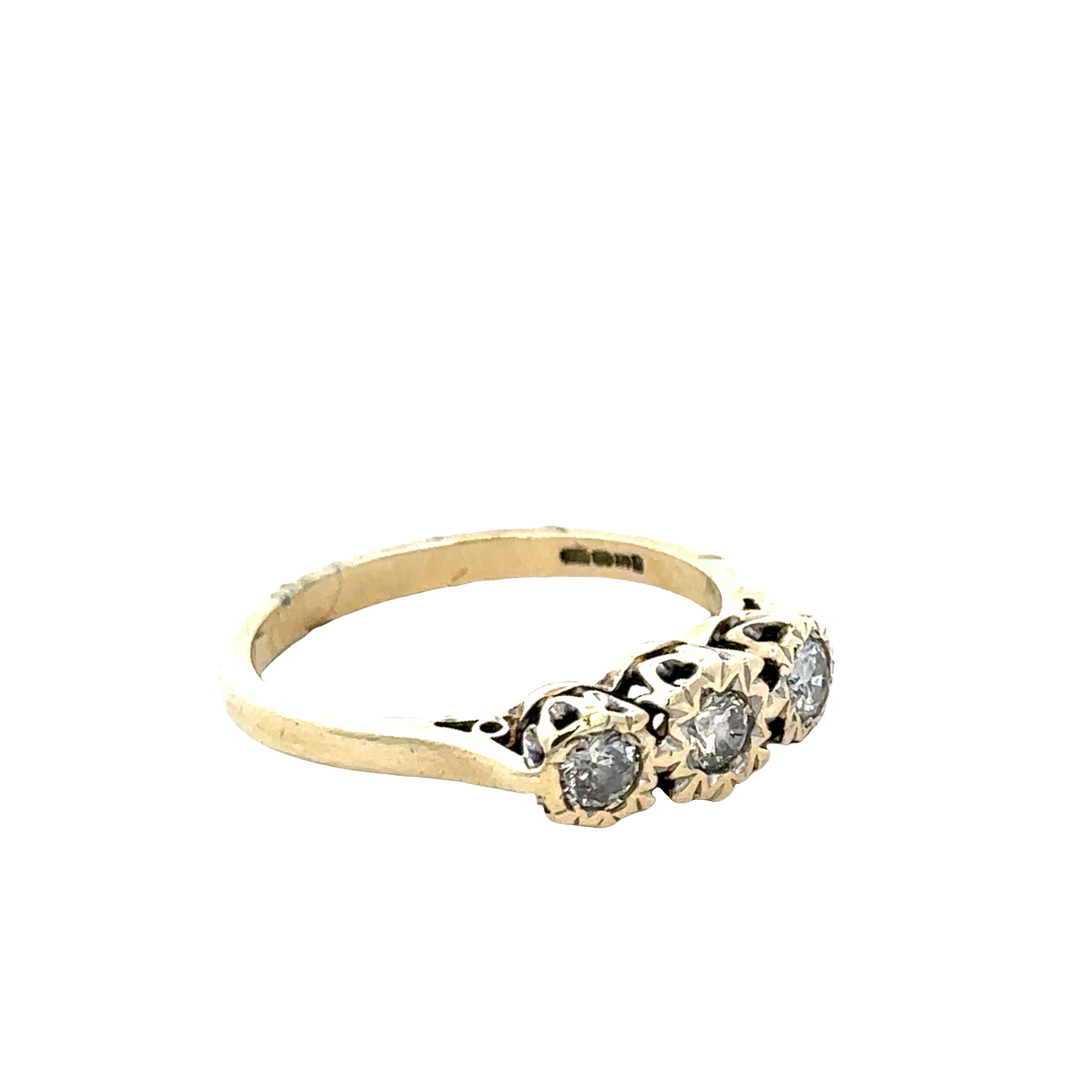 9ct yellow gold 1/4 caret diamond ring size P (sh25773l)
