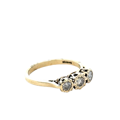 9ct yellow gold 1/4 caret diamond ring size P (sh25773l)