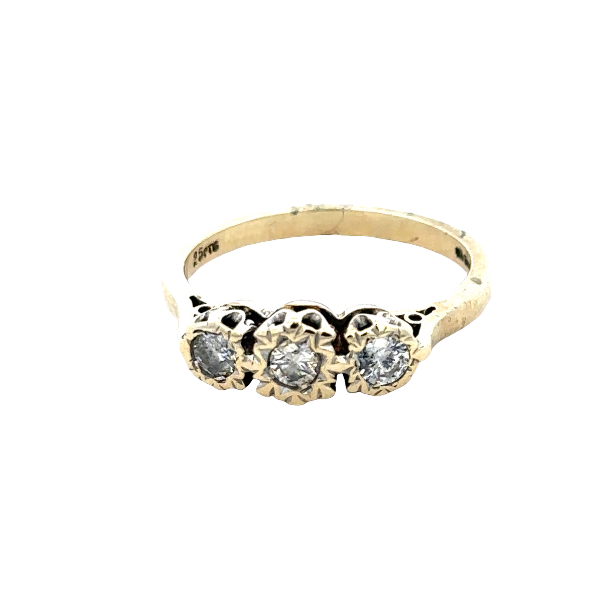 9ct yellow gold 1/4 caret diamond ring size P (sh25773l)