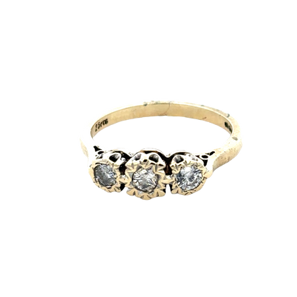 9ct yellow gold 1/4 caret diamond ring size P (sh25773l)