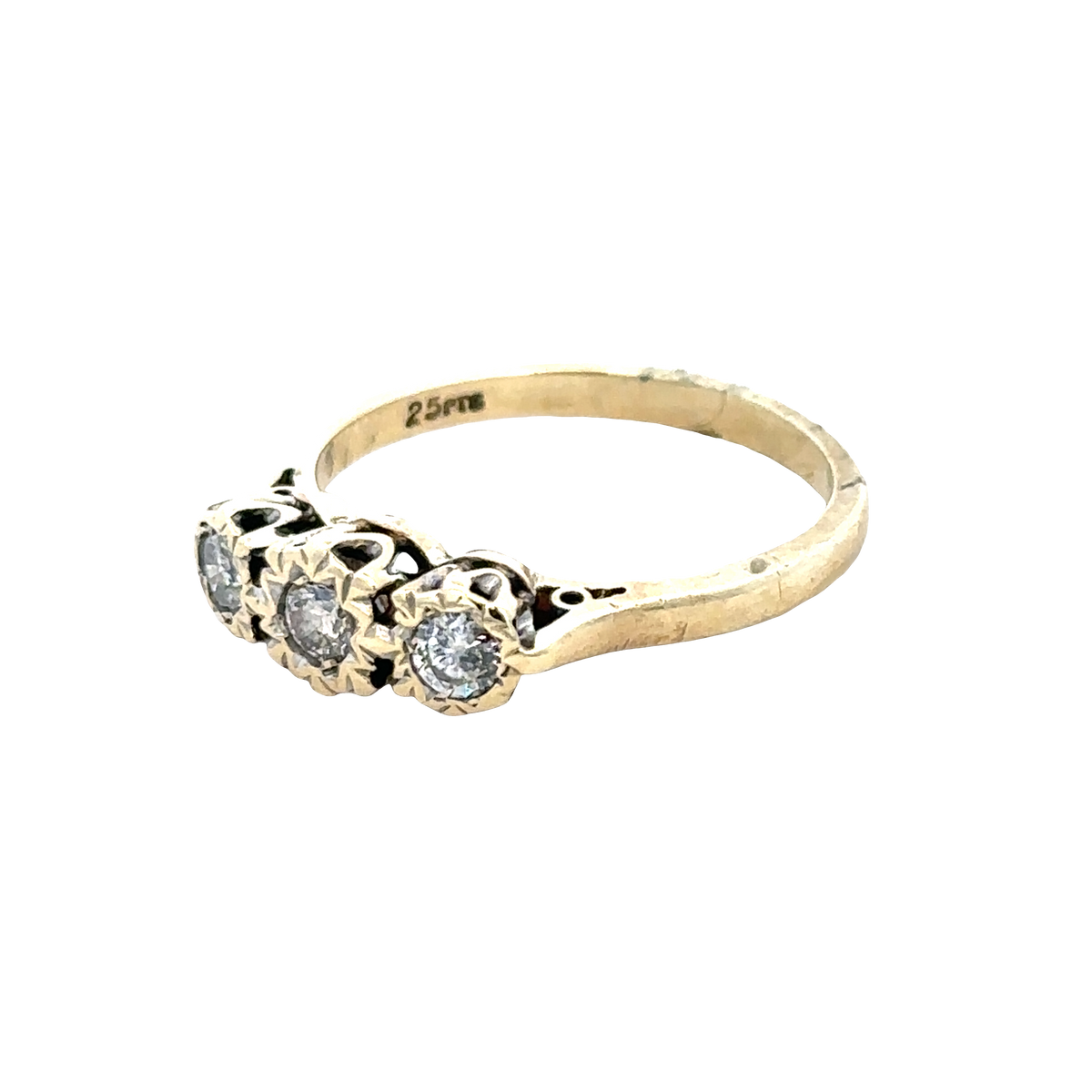 9ct yellow gold 1/4 caret diamond ring size P (sh25773l)
