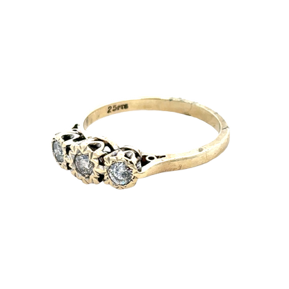 9ct yellow gold 1/4 caret diamond ring size P (sh25773l)