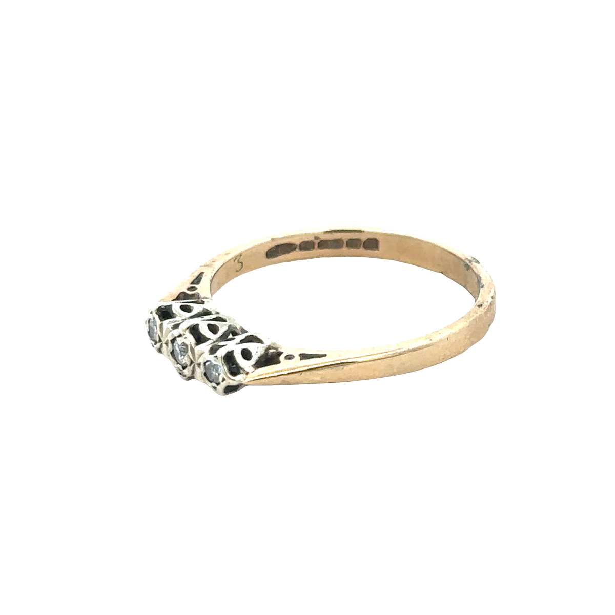 9ct yellow gold diamond ring size Q (sh25659l)