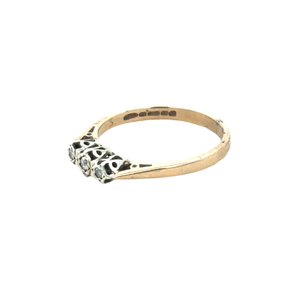 9ct yellow gold diamond ring size Q (sh25659l)