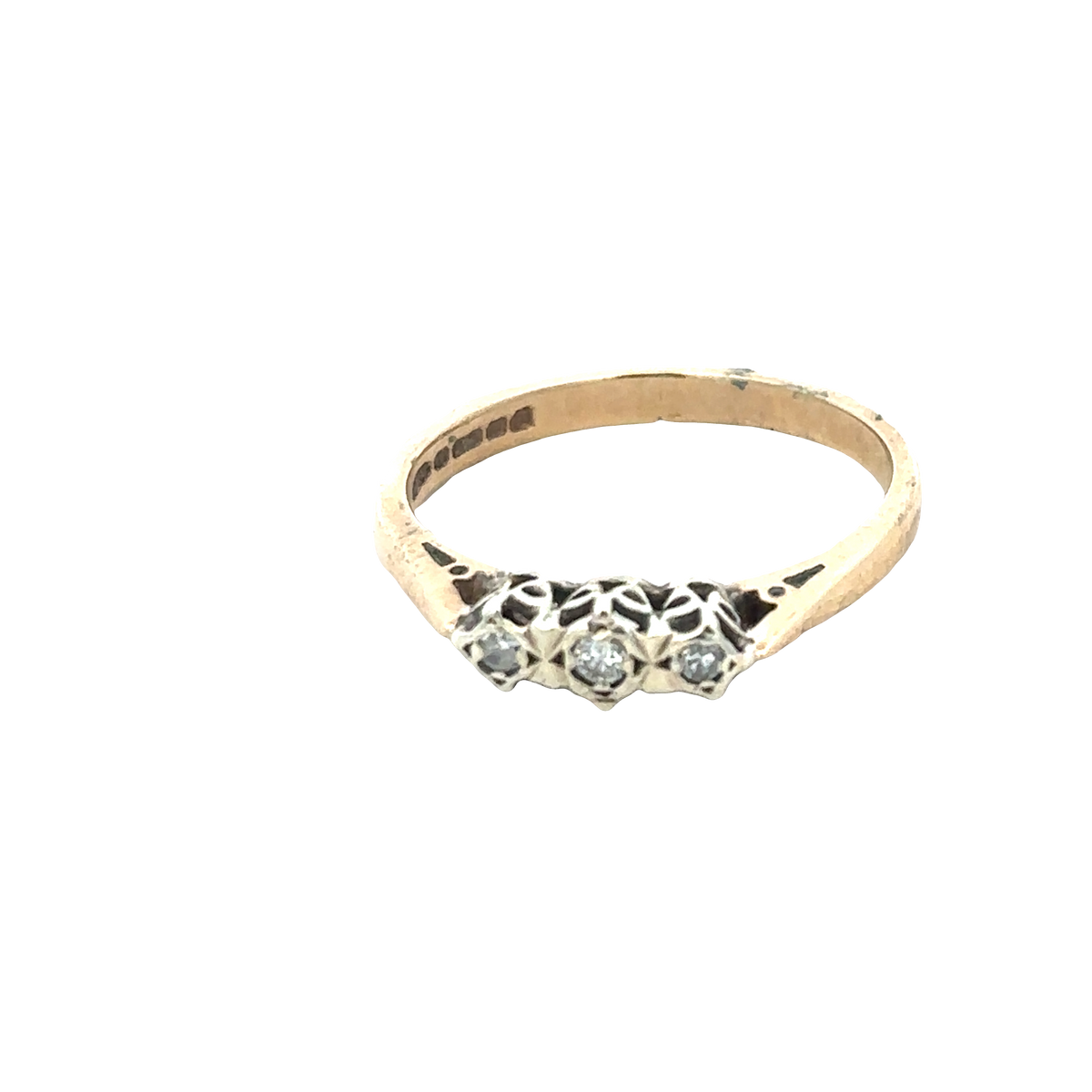 9ct yellow gold diamond ring size Q (sh25659l)
