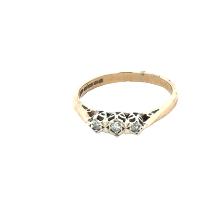 9ct yellow gold diamond ring size Q (sh25659l)