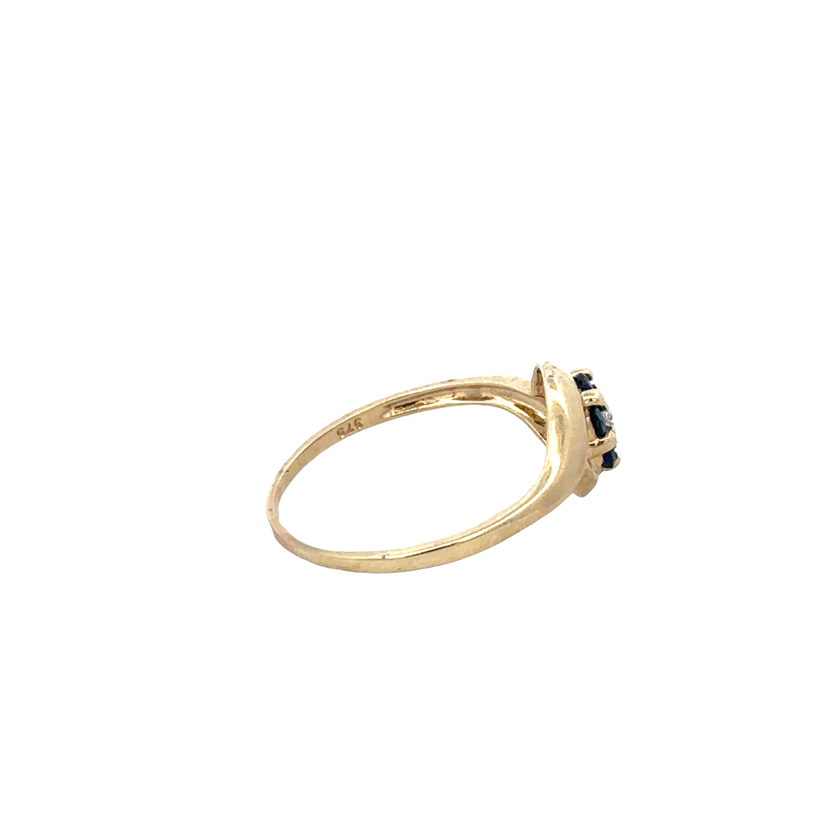 9ct yellow gold sapphire and diamond ring size Q (sh25568l)