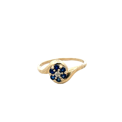 9ct yellow gold sapphire and diamond ring size Q (sh25568l)