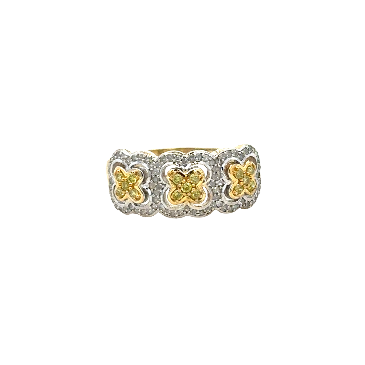 9ct yellow gold diamond ring size P (sh27742b)