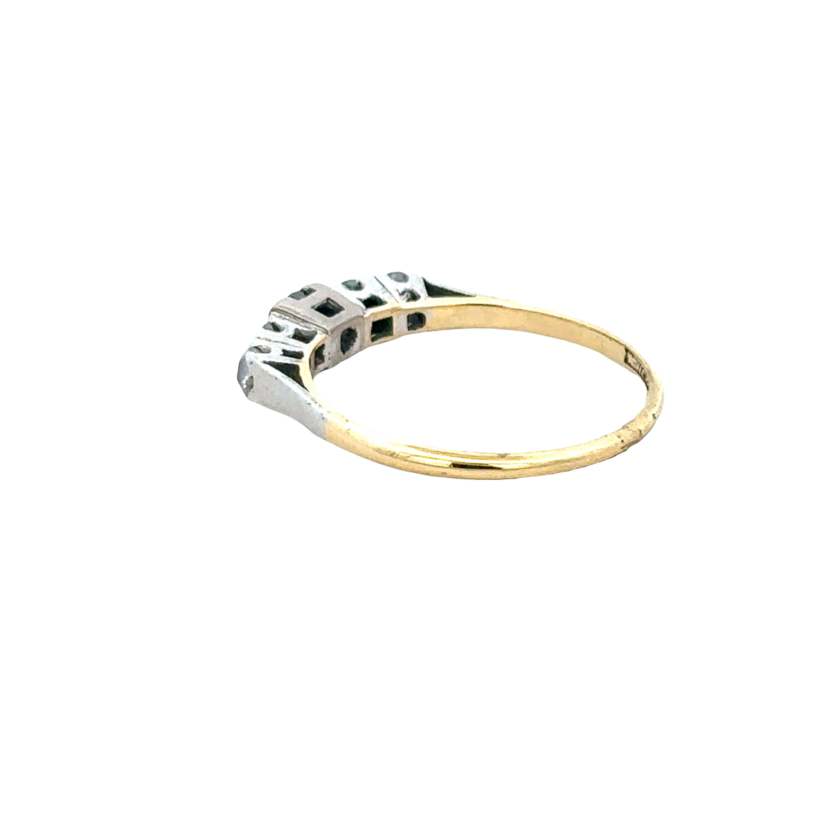 18ct yellow gold and platinum diamond ring size P (sh27757b)