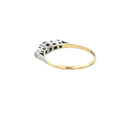 18ct yellow gold and platinum diamond ring size P (sh27757b)