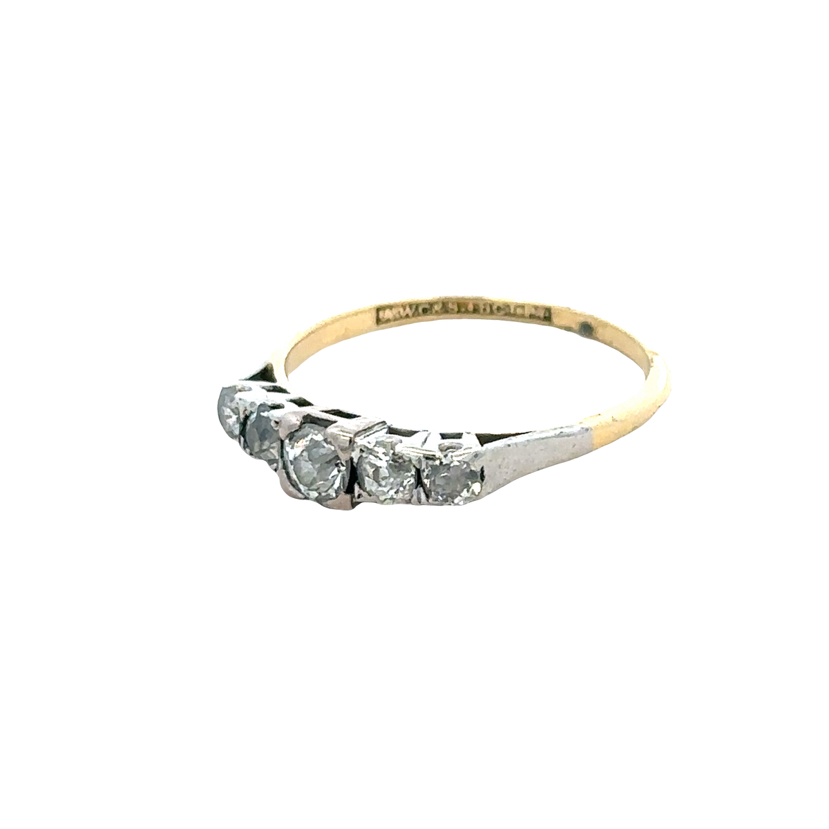 18ct yellow gold and platinum diamond ring size P (sh27757b)