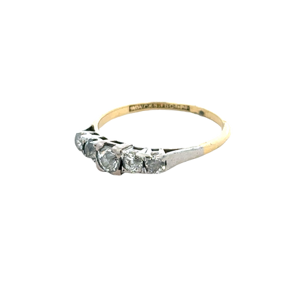 18ct yellow gold and platinum diamond ring size P (sh27757b)