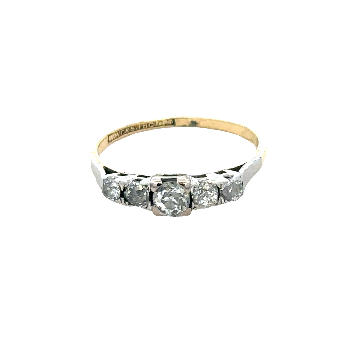 18ct yellow gold and platinum diamond ring size P (sh27757b)