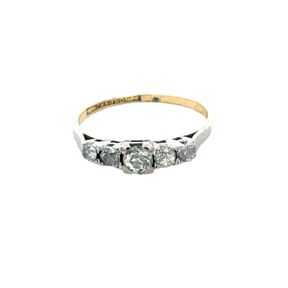 18ct yellow gold and platinum diamond ring size P (sh27757b)