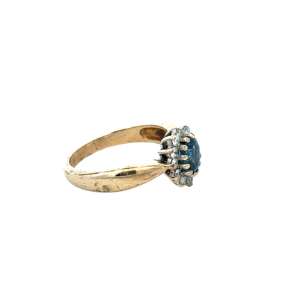 9ct yellow gold sapphire and diamond ring size M1/2 (sh25734l)