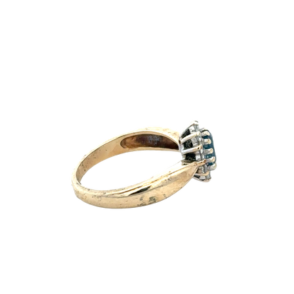 9ct yellow gold sapphire and diamond ring size M1/2 (sh25734l)