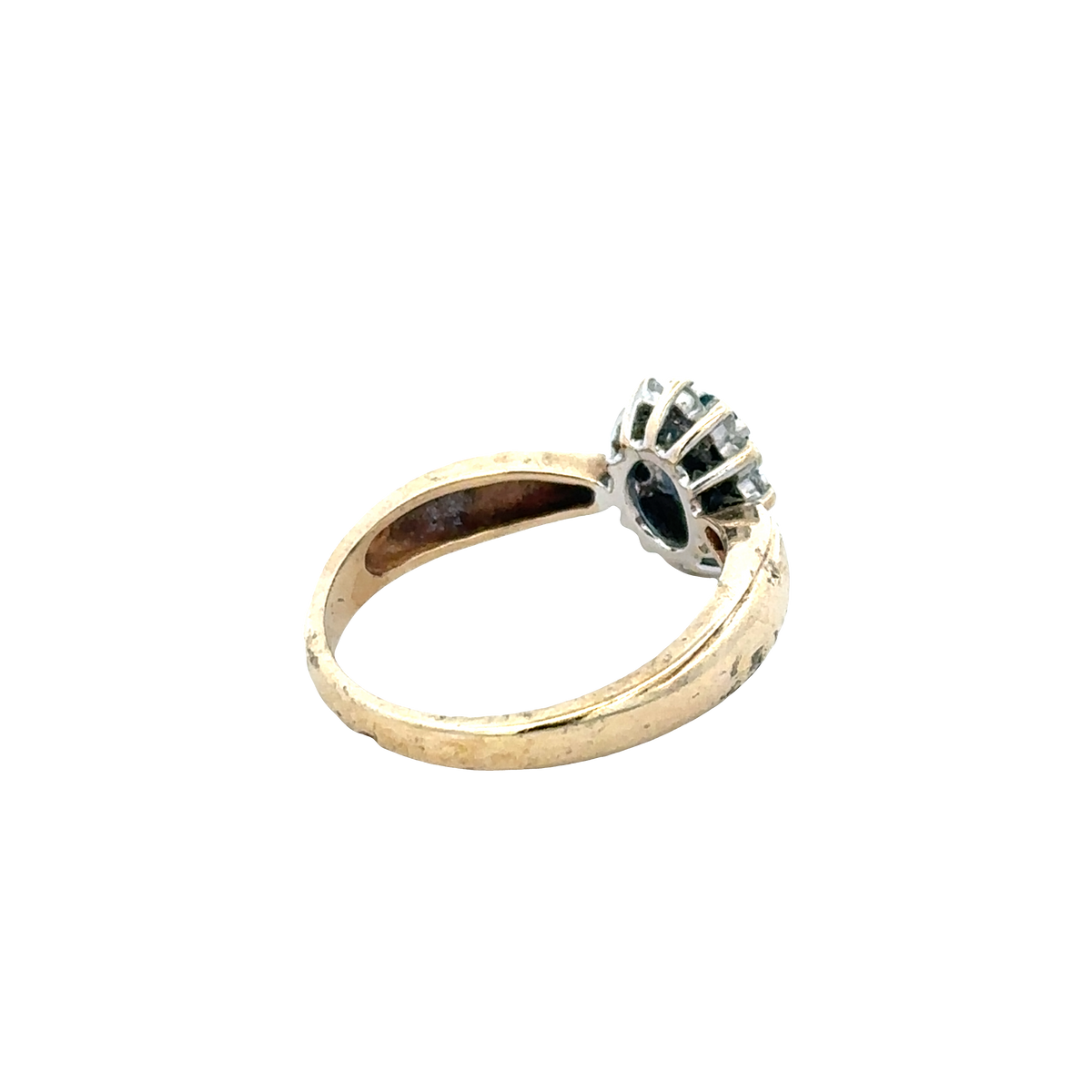 9ct yellow gold sapphire and diamond ring size M1/2 (sh25734l)
