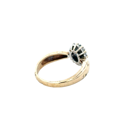 9ct yellow gold sapphire and diamond ring size M1/2 (sh25734l)