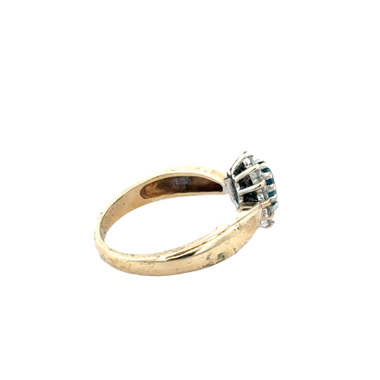 9ct yellow gold sapphire and diamond ring size M1/2 (sh25734l)