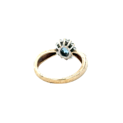 9ct yellow gold sapphire and diamond ring size M1/2 (sh25734l)