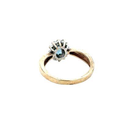 9ct yellow gold sapphire and diamond ring size M1/2 (sh25734l)