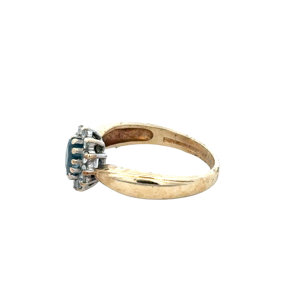 9ct yellow gold sapphire and diamond ring size M1/2 (sh25734l)