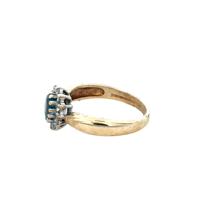 9ct yellow gold sapphire and diamond ring size M1/2 (sh25734l)