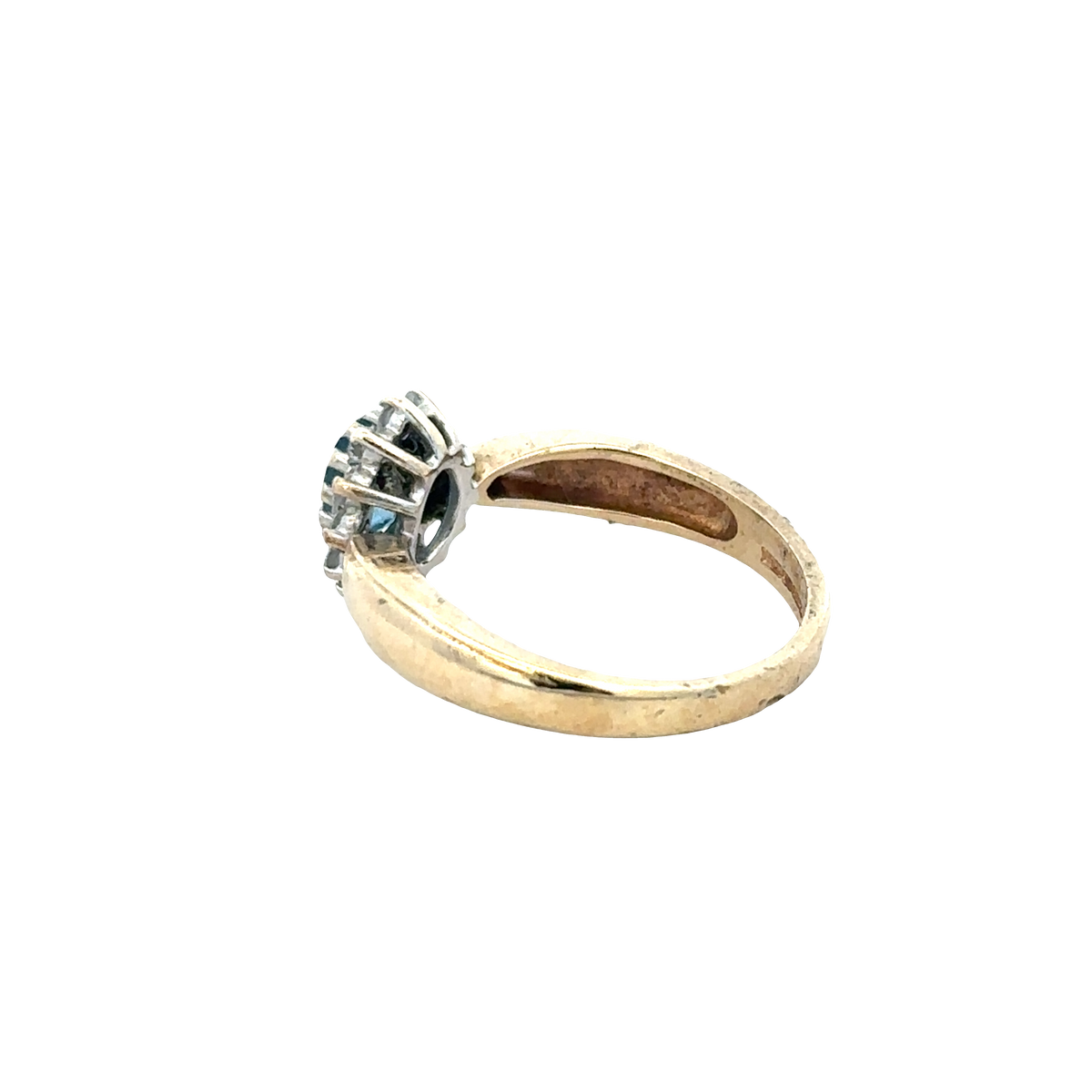 9ct yellow gold sapphire and diamond ring size M1/2 (sh25734l)
