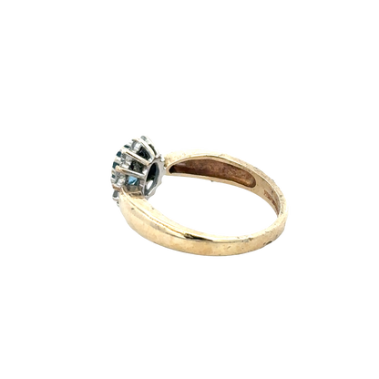9ct yellow gold sapphire and diamond ring size M1/2 (sh25734l)